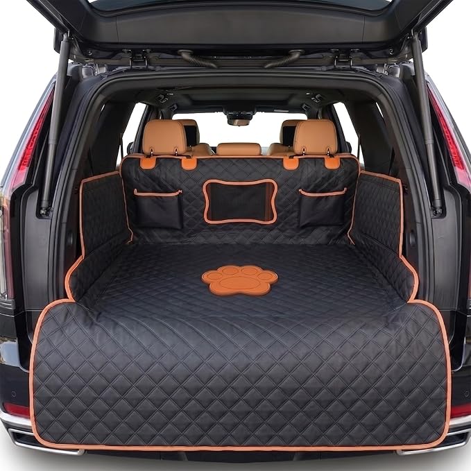 SUV Cargo Liner for Dogs,Waterproof Dog Trunk Cover for Full-Size SUVs | Waterproof PU Leather | Fits Full-Size SUVs | 19.5" Side Flaps | 19.5" Bumper Flap by Unknown