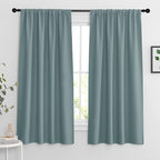 RYB HOME Blackout Curtains for Bedroom Living Room Nursery 63 inches Long | Thermal Insulated, Privacy Protection, Rod Pocket, Drapes for Office Home Theater, W42 x L63, Dusty Blue, 2 Panels by RYBHOME