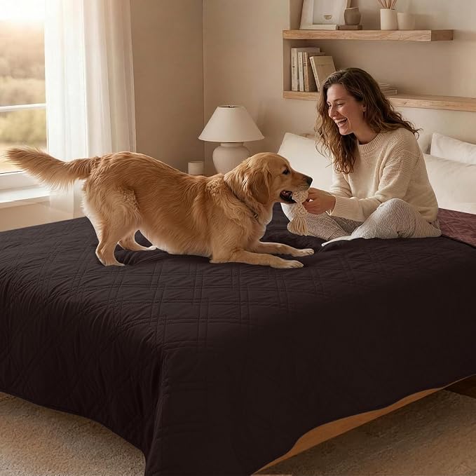 100% Waterproof Washable Dog Blanket，Chocolate+Coffee 52"x82" | ,7-Layer Reversible Couch Covers for Dogs Met for Sofa Furniture Car Camping - Image 8