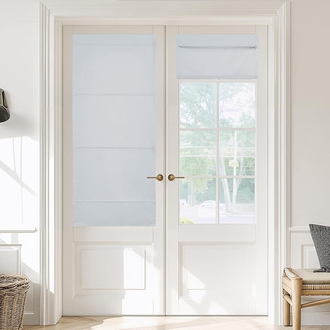 NICETOWN Greyish White Blackout Door Blinds for Windows Blinds Temporary Shades by NICETOWN