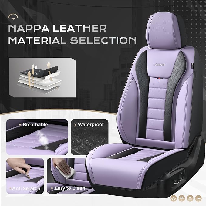 Coverado Car Seat Covers, Front Covers for Cars, Car Seat Cover Front Seats, Automotive Seat Cover, Waterproof, Leather Car Seat Cushion, Universal Interior Covers Seat Protectors for Most Cars - Image 2