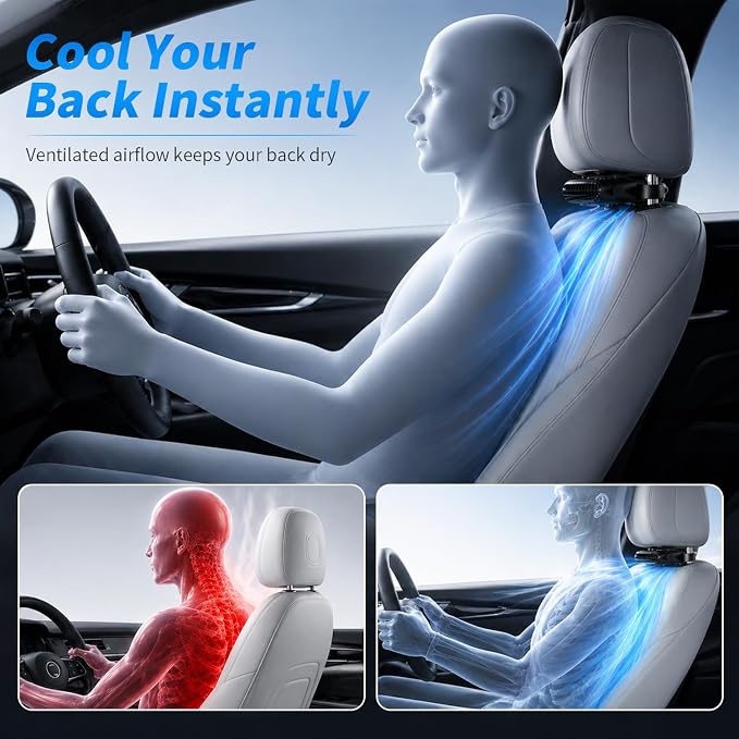 2PCS New Upgraded Car Seat Fan that Blow Cold Air for Backseat Rear Facing Headrest Cooling Fan for Car Portable Carseat Usb Car Vent Extender for Baby Small Mini Rechargeable Cooler Head Rest (Beige) - Image 3