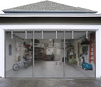 Garage Door Screen for 2 Car Garage, Sunmoxia 16x7Ft Magnetic Heavy Duty Garage Door Curtain with 6 Strapping Tapes - Durable Breathable Anti-Tear Mesh Patio Porch Privacy Curtain (Silver) by Sunmoxia