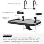 Foldable Car Seat Back Portable Tray for Food Dining Drink and Laptop, Hanging Car Steering Wheel Tray (Black) - Image 5