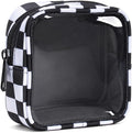 Clear Checkered Makeup Bag, Small Cosmetic Pouch with Zipper Mini Waterproof Makeup Purse Organizer Cute Cosmetic Bag Travel TSA Approved Toiletry Bag Car Organizer for Women Girls (Black) by FFpaw