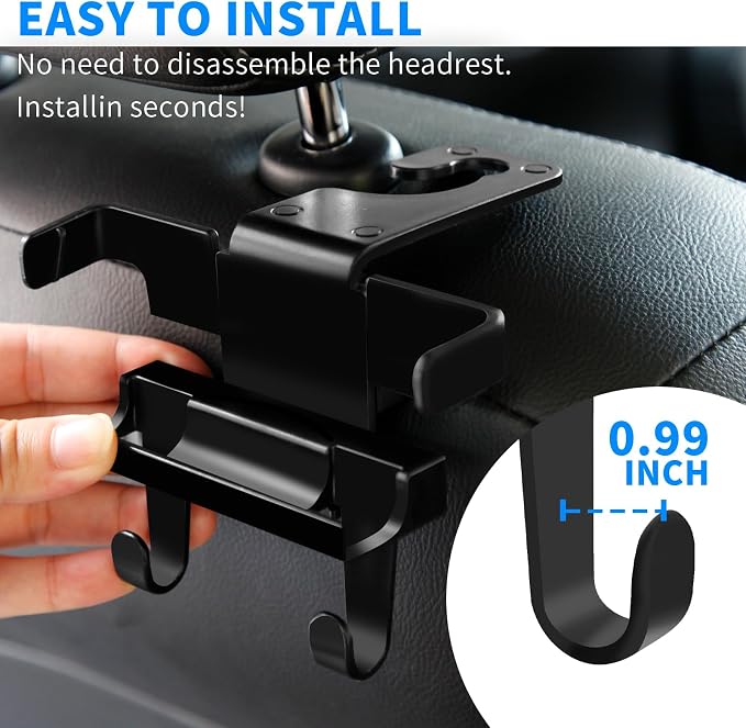 Upgraded Car Headrest Hidden Hook 2 in 1 Car Seat Hooks with Phone Holder for Purse, Hangers Vehicle Organizer ，Durable Hanger Storage Holder Organizer - Image 6