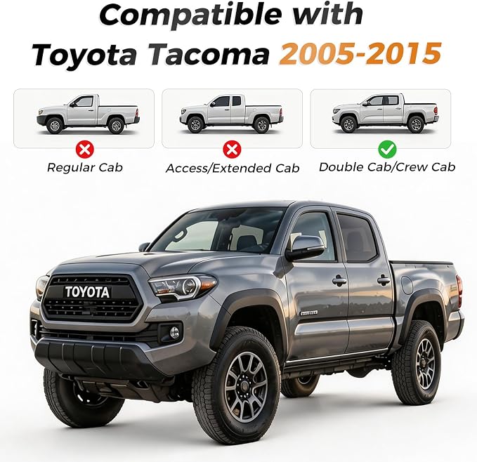 Coverado Tacoma Seat Covers, Car Seat Covers Front Seats, Leather Seat Covers for Cars Car Seat Protector Cushion Tacoma Accessories Custom Fit 2005-2023 Toyota Tacoma Double/Crew Cab(Red) - Image 6