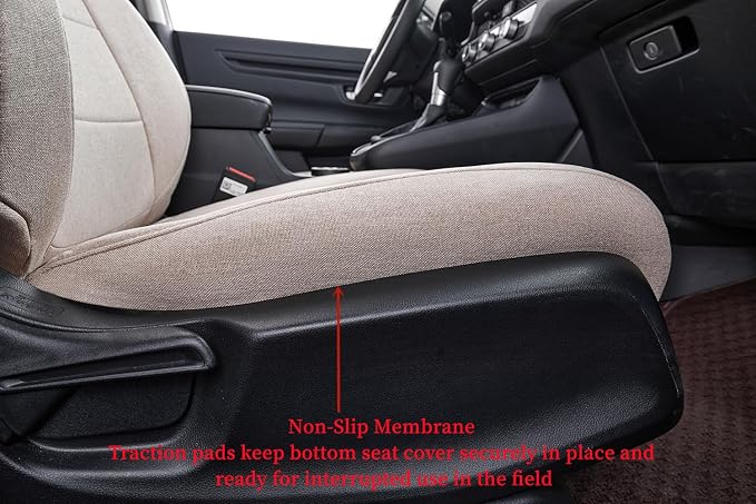 Custom Fit Seat Covers for Toyota Tacoma Double Cab/Crew Cab 2016 2017 2018 2019 2020 2021 2022 2023,Full Coverage,UV Resistant Polyester Seat Protector (Full Set,Beige) - Image 6