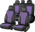 Coverado Car Seat Cover 5 Seats, Leather Seat Covers Full Set, Durable Waterproof Car Seat Protectors, Black and Purple Seat Cover, Spill-Proof Automotive Seat Covers Universal Fit for Most Cars by COVERADOAUTO