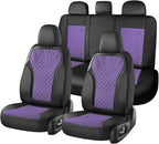 Coverado Car Seat Cover 5 Seats, Leather Seat Covers Full Set, Durable Waterproof Car Seat Protectors, Black and Purple Seat Cover, Spill-Proof Automotive Seat Covers Universal Fit for Most Cars by COVERADOAUTO
