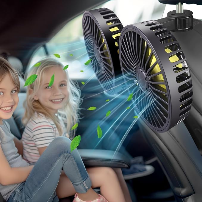Car Backseat Fans for Backseat Kids, Usb Car Headrest Fan for Car Back Seat | (No Battery) - Image 8