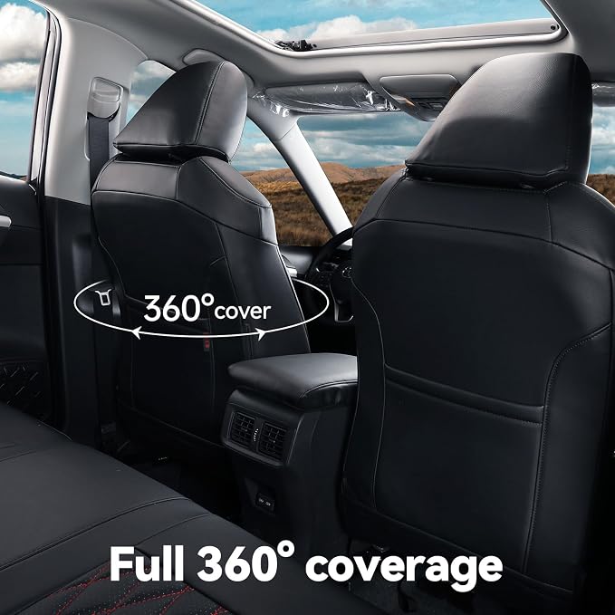 Faux Leather Seat Covers for 2022-2026 Toyota Corolla Cross,Non-Hybrid | Full Set Suv Seat Cushion for Corolla Cross L/XLE/LE,Luxury Waterproof Car Seat Protector,Factory Look,Black-Diamond - Image 3