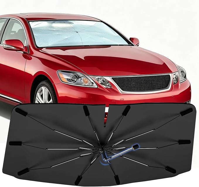 Windshield Sun Shade Umbrella for Lexus GS 2006–2011 Front Window | Double Layer Foldable Car Sunshadefor GS,UV Protection Sun Blocker & Heat Shield by Bocvam