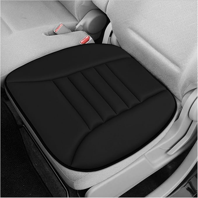 Car Seat Cushion, 1.2" Thick Comfort Memory Foam Auto Seat Pad with Non Slip Bottom, Breathable Driver Seats Pillow Pressure Relief Chair Cushion for Vehicle Office Home (Black) by Unknown