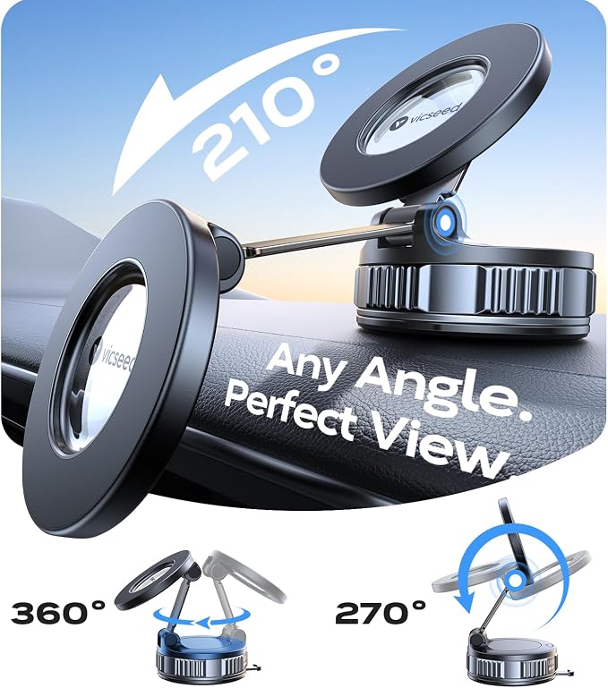 VICSEED 2026 Upgraded Car Phone Holder for Magsafe Car Mount [85 LBS Strongest Suction] Vacuum Magnetic Phone Holders for Your Car 360° Adjustable Car Phone Mount for iPhone 17 Pro Max 16 15 14 13 GPS - Image 6