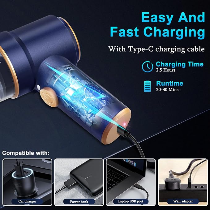 KMM Handheld Car Vacuum Cleaner, Hand Held Vacuum Cleaner and Air Duster | 9000PA Strong Suction, Cordless, 120W High Power, Multi-Nozzles & LED Light, for Home, Car, Office, Pet - Image 4
