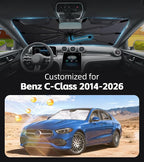 Windshield Sun Shade for Benz C-Class 2014-2026 with 360° Rotating Shaft | Custom Fit Umbrella Sunshade for UV Blocking, Interior Heat Protection, Easy Storage, UPF 50+ Cool Windshield Cover - Image 2