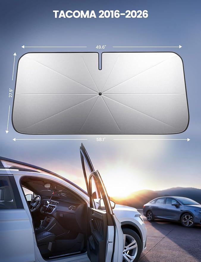 Tacoma 2016-2026 Foldable Car Windshield Sunshade Umbrella UV Block Coating | Foldable Umbrella Design, 5 Layers UV Block Coating, Front Window Heat Insulation Protection for Tacoma 2016-2026 Accessories - Image 6