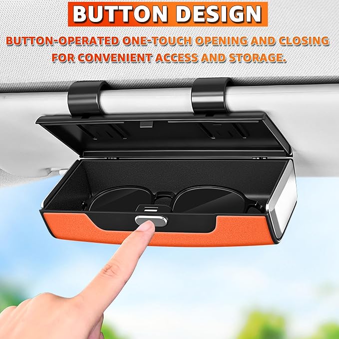 Car Sunglasses Holder for Sun Visor, Button Leather Eyeglass Hanger and Interior Storage Box - Image 6