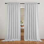 RYB HOME Linen Semi Sheer Curtains for Living Room, Light Filtering Half Privacy Window Curtains & Drapes for Bedroom, 2 Panels, Dove Green, 70" W x 108" L by RYBHOME