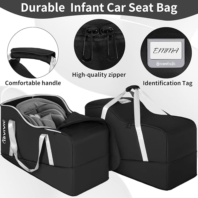 IBVIVIC Car Seat Travel Bag Compatible with UPPAbaby Aria and Mesa, Black | Infant Car Seat Travel Bag Car Seat Cover for Travel - Image 5