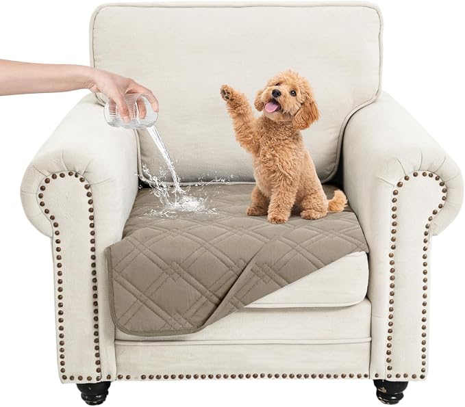 100% Waterproof Dog Bed Cover Pet Blanket， Khaki+Khaki 30"x30" | ,7-Layer Reversible Couch Covers for Dogs Met for Sofa Furniture Car Camping by Unknown