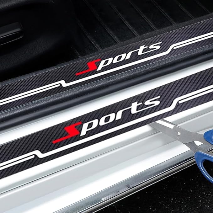 4PCS Car Door Sill Protector, Sport Carbon Fiber Anti-Slip Vehicle Door Edge Scratch Protection, Self-Adhesive Automotive Entry Guard Decoration Sticker, Universal for SUV RV Truck - Image 3