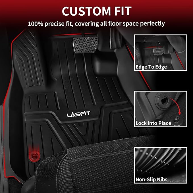 LASFIT Floor Mats for Honda CR-V 2023-2026 (Gasoline & Hybrid & e:FCEV) | All Weather Custom Fit Anti-Slip TPE Floor Liners 1st & 2nd Row & Cargo Liner (Upper Position), Full Set - Image 2