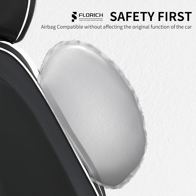 FLORICH Leather Car Seat Cover Full Set Automotive Seat Covers 5 Seats Front and Back Seat Cover Full Coverage Car Seat Cushion Universal Fit for Most Car Truck SUV Seat Protection, Black&White - Image 8