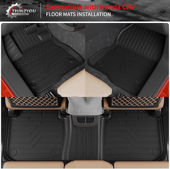 Floor Mats Set for 2023 2024 2025 2026 Honda CRV Gas | with Lower Deck Non-Hybrid Trunk Mat Cargo Mat Liner TPE All Weather Back Seat Cover 2024 CR-V Accessories - Image 2