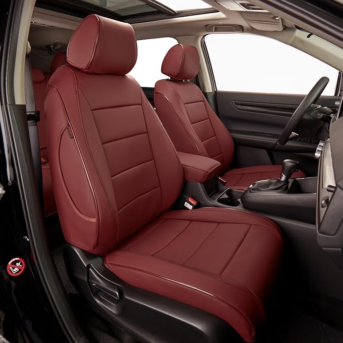 EKR Car Seat Covers for Honda HRV 2019-2022,Leatherette Full Set | Custom Fit for Honda HRV Sport/EX/EXL/Touring 2019-2022 Full Wrap,Waterproof Pet-resistant,Faux Leather(Burgundy) by EKR