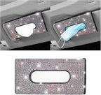 Bling Car Sun Visor Tissue Box Holder, Rhinestone PU Leather Crystal Sparkling Napkin Holder, Backseat Paper Towel Cover Case Car Accessories for Women (Multicolor) by Unknown