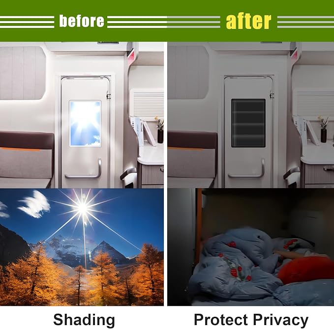 RV Door Window Shade Cover 25" (L) x 16" (W), Foldable Hook&Loop Design, RV Blackout Window Cover with UV Protection, Waterproof Fabric, Reflective - Image 4