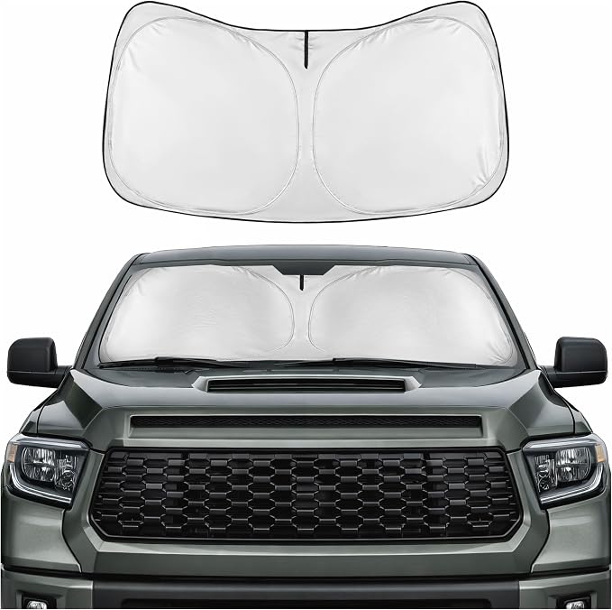 Motor Trend Windshield Sun Shade for Toyota Tundra - Tundra Accessories 2007-2021 - Custom Fit Sun Shade for Car Windshield - Automotive Toyota Truck Window Sunshade Cover for Interior Protection by MotorTrend