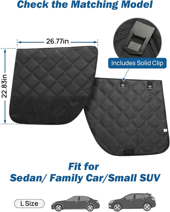 JOYTUTUS Dog Car Door Protector Compatible with Sedan/Family Car/Small SUV, Waterproof & Anti-Scratch Door Protector from Dog Scratching with Storage Pockets (2 Packs Universal Fit) - Image 2