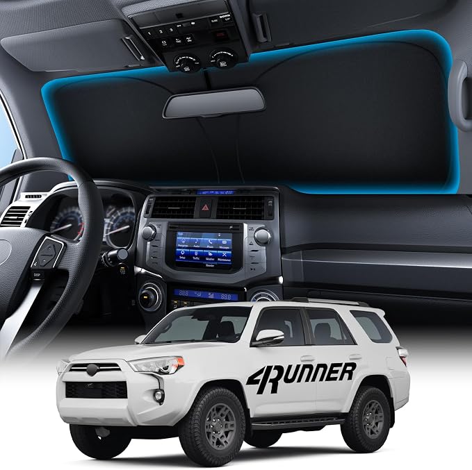 Wigoo for Toyota 4Runner Windshield Sunshade, Custom Fit, Keeps Car Cool | Custom Fit, Cooling Tech Fabric, Foldable Heat-Blocking Sunshade with Storage Bag, for Toyota 4Runner 2010-2026 Accessories by wigoo