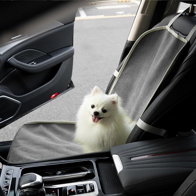 FUNNY FUZZY Dog Car Seat Cover for Front Seat, Dog Seat Cove Waterproof, Scratchproof Non-Slip Car Seat Protector, Universal Fit Most Cars, SUVs, Trucks, Grey - Image 7
