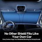Titanium Silver Windshield Sun Shade for Ford F150 2021-2025 | Ice Blue Reflective Layer, UPF 50+ UV and Heat Blocking, Foldable, Hot-Weather Interior Protection, for Cars, SUVs and Trucks - Image 6