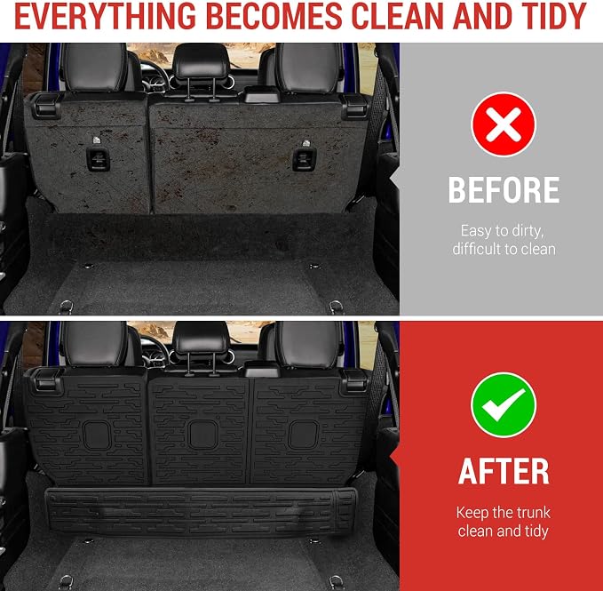 Seat Back Cover Compatible with 2021-2025 Jeep Wrangler JL 4 Door 4XE, All-Weather Protection Cargo Liner Rear Trunk Liner for 2024 Jeep Wrangler JL Accessories - Image 2