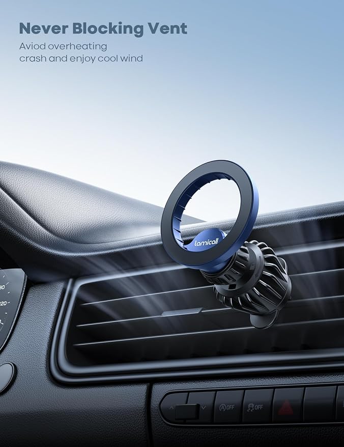 Lamicall for MagSafe Car Mount Vent 20 Super Magnets Accessories for iPhone | Magnetic Phone Holders for Your Car HandsFree Car Phone Holder Mount Air for Women Men Gift fit iPhone 17 16 15 Pro Max Blue - Image 6