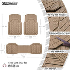 CAR PASS Heavy Rubber Car Floor Mats, Deep Waterproof Car Mats All Weather, Universal Trim-to Fit Automotive Floor Mats for Car SUV Truck Van, Durable Floor Liners All Beige - Image 3
