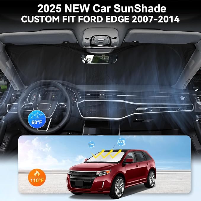 Windshield Sun Shade for Ford Edge 2007-2012 2013 2014 Sunshade Window | Sun Visor Protector Foldable Block UV Rays Accessories Windshield Cover Keep Your Car Cooler - Image 4