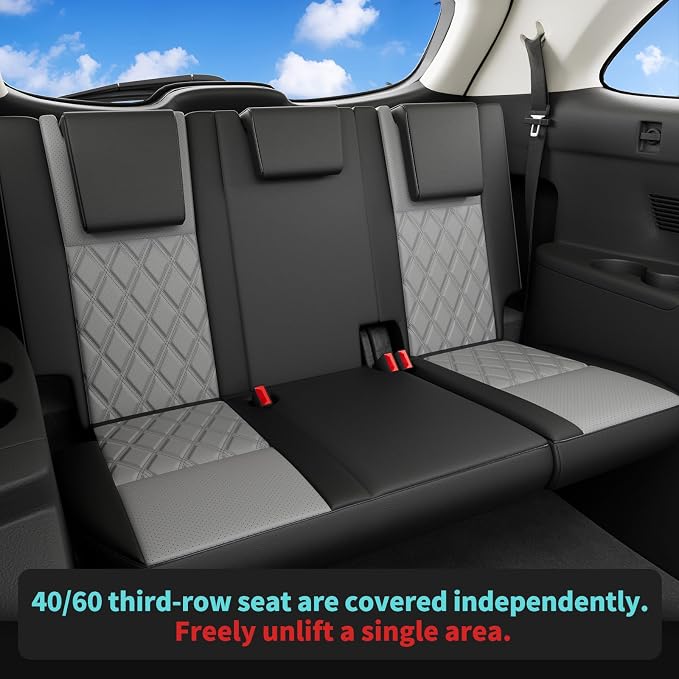 Custom Seat Covers for Toyota Highlander 2014-2019 7 Seats | black grey, faux leather, 2nd row captain chairs, waterproof, breathable, airbag compatible, stain resistant - Image 3