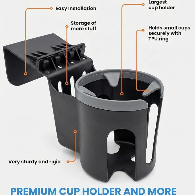 Car Door Cup Holder – Universal Window Cup-Holder with Phone Storage, Felt Protection Pad, No Rattle Fit for Large and Small Cups, Fits Any Car or Truck &18-2023 Tesla Model 3 Y Cup Holder - Image 9