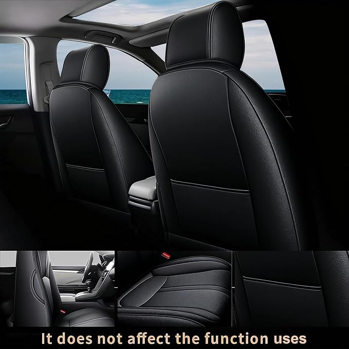 Custom Fit Seat Covers for Honda Civic Sedan EX-L,EX-T 2016-2021 Premium Comfort Faux Leather Car Seat Covers Black - Image 3