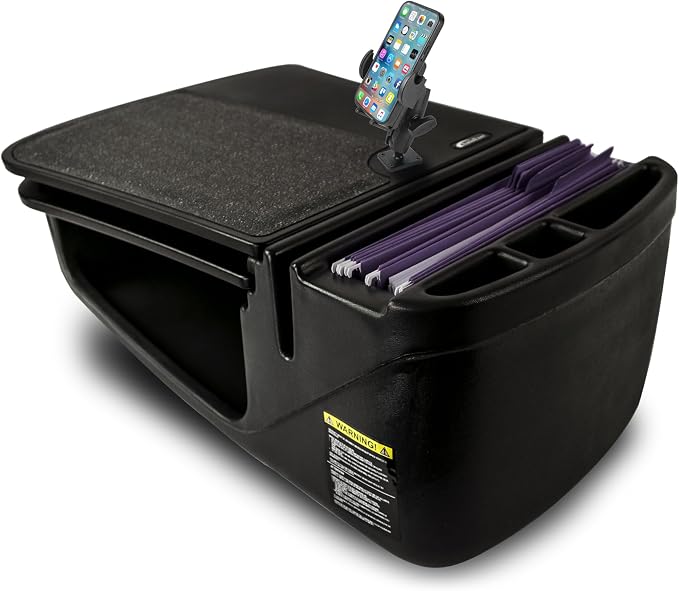 AutoExec GripMaster Car Desk for Your Vehicle Workstation and Mobile Office, Black with 400 watt Power Inverter and Phone Mount | Vehicle Workstation and Mobile Office, 400 Watt Power Inverter, Phone Mount by AutoExec