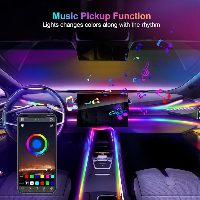 Acrylic 6 in 1 Car LED Lights Interior, RGB Ambient Lighting Car 584 LEDs | 16 Million Colors, APP Control, MusicSync Interior Car Lights for Women Men - Image 5