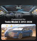 Windshield Sun Shade for Tesla Model S 2012-2026 with 360° Rotating Shaft | Custom Fit Umbrella Sunshade for UV Blocking, Interior Heat Protection, Easy Storage, UPF 50+ Cool Windshield Cover - Image 2