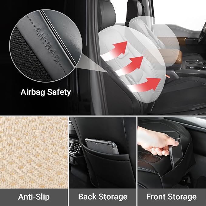 Coverland Custom SUV Car Seat Covers for 1998-2008 Subaru Forester | Premium Waterproof Faux Leather Non-Slip Memory Foam Airbag Compatible Custom Fit Interior Protector [Front Seat-Black] - Image 6
