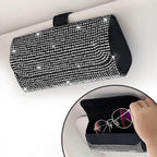 Osilly Bling Car Sunglass Holder for Sun Visor, Sparkling Crystal Leather Automotive Eyeglasses Mount Clip Organizer with Hidden Magnetic Closure for Men Women, Universal for SUV Truck Van（Black） - Image 6